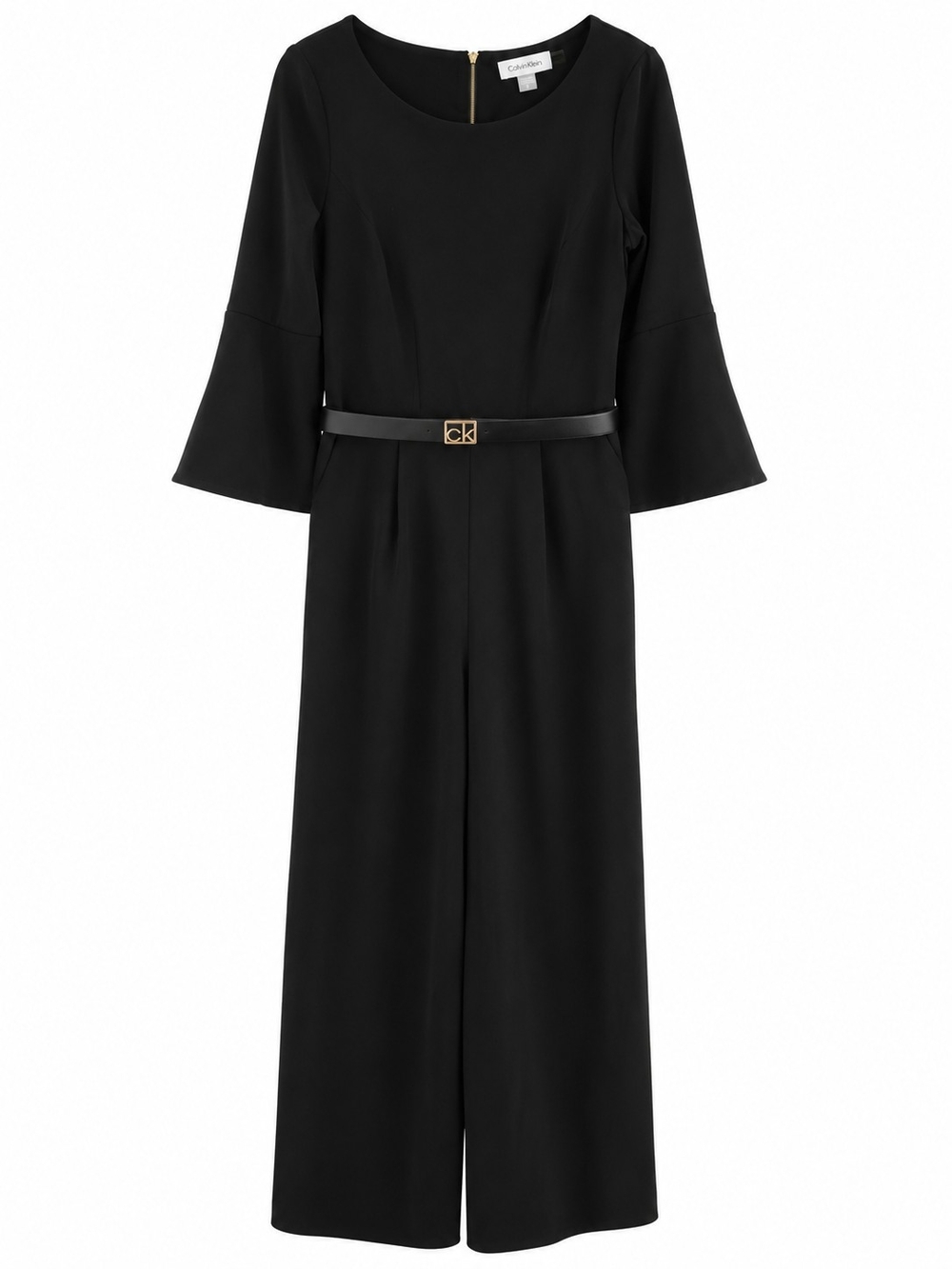Calvin Klein Black Wide-Leg Jumpsuit with Bell Sleeves Sz 8